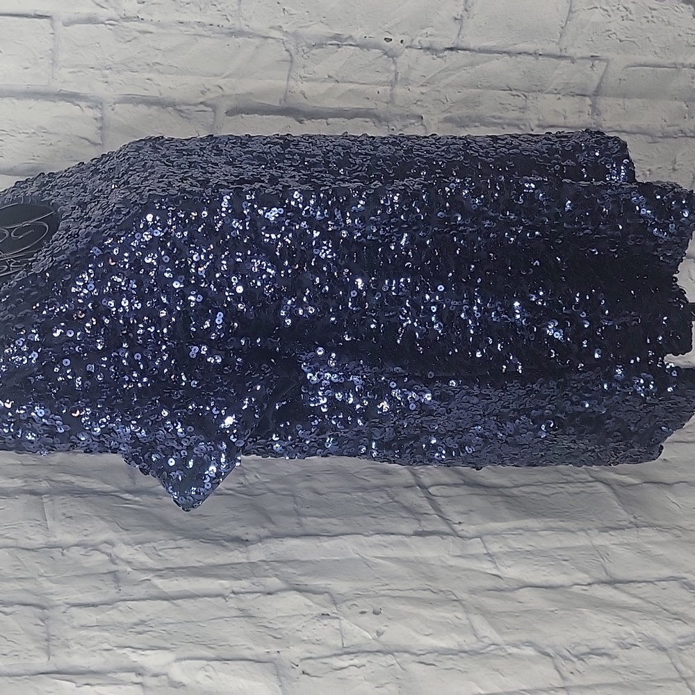 White House Black Market Navy Short Sleeve Sequined Blouse Large - Picture 4 of 7
